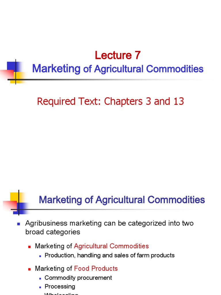 Marketing of Agricultural Commodities Cooperative Commodity