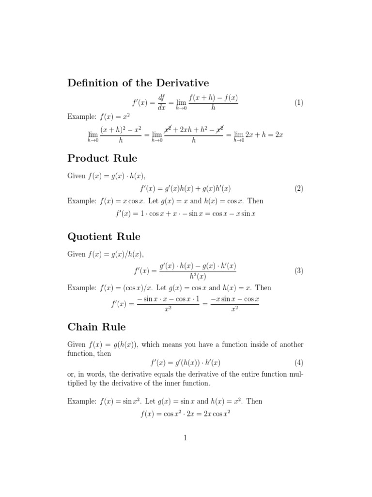 Calculus Review Pdf Sine Rates