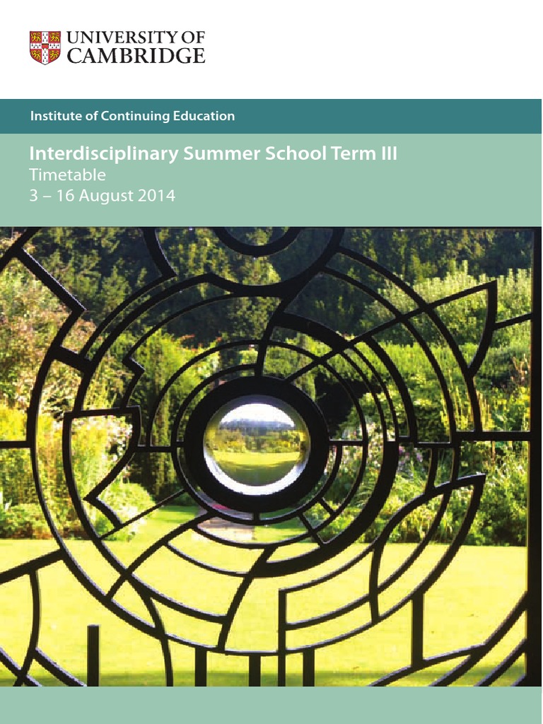 Interdisciplinary Summer School Term III: Timetable 3 - 16 August 2014 ...