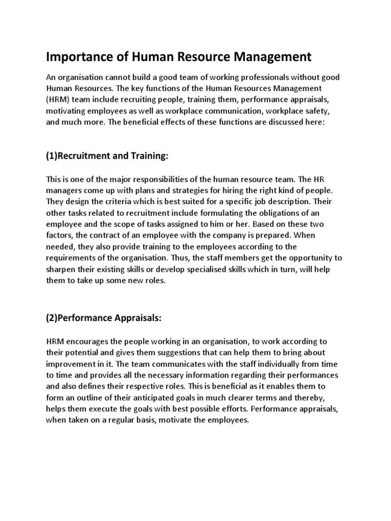 Key Functions of Human Resource Management | PDF | Human Resource ...