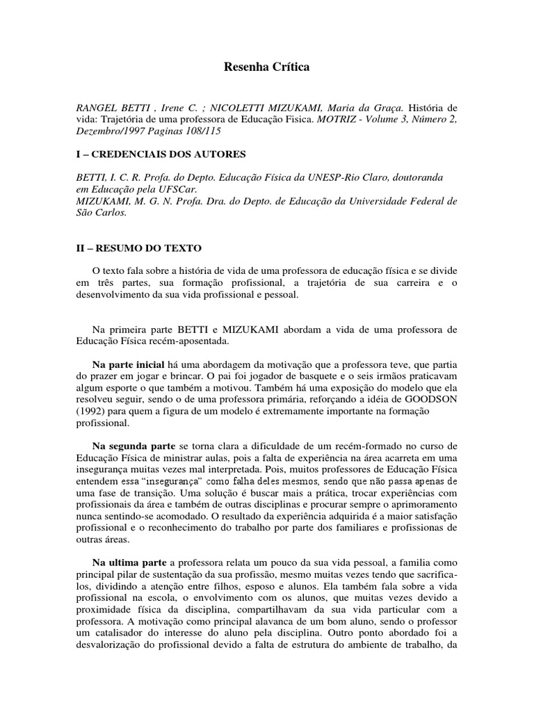 Resenha Critica Fundamentos Da Educacao Fisica Fisica Motivacao
