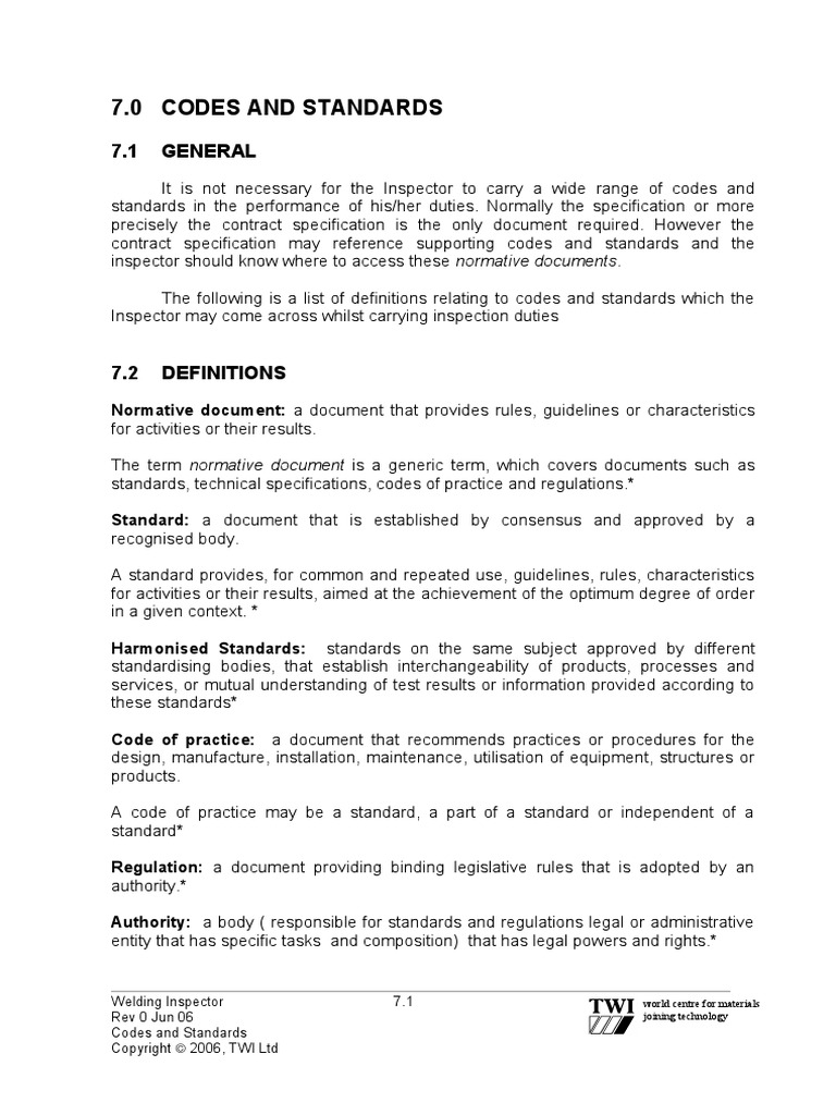 7Codes and Standards Welding Pipe (Fluid Conveyance)