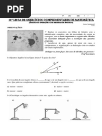11 Lista de Exercicios Complementares de Matematica Angulos e Operacoes Com Medidas Professora Lucimara