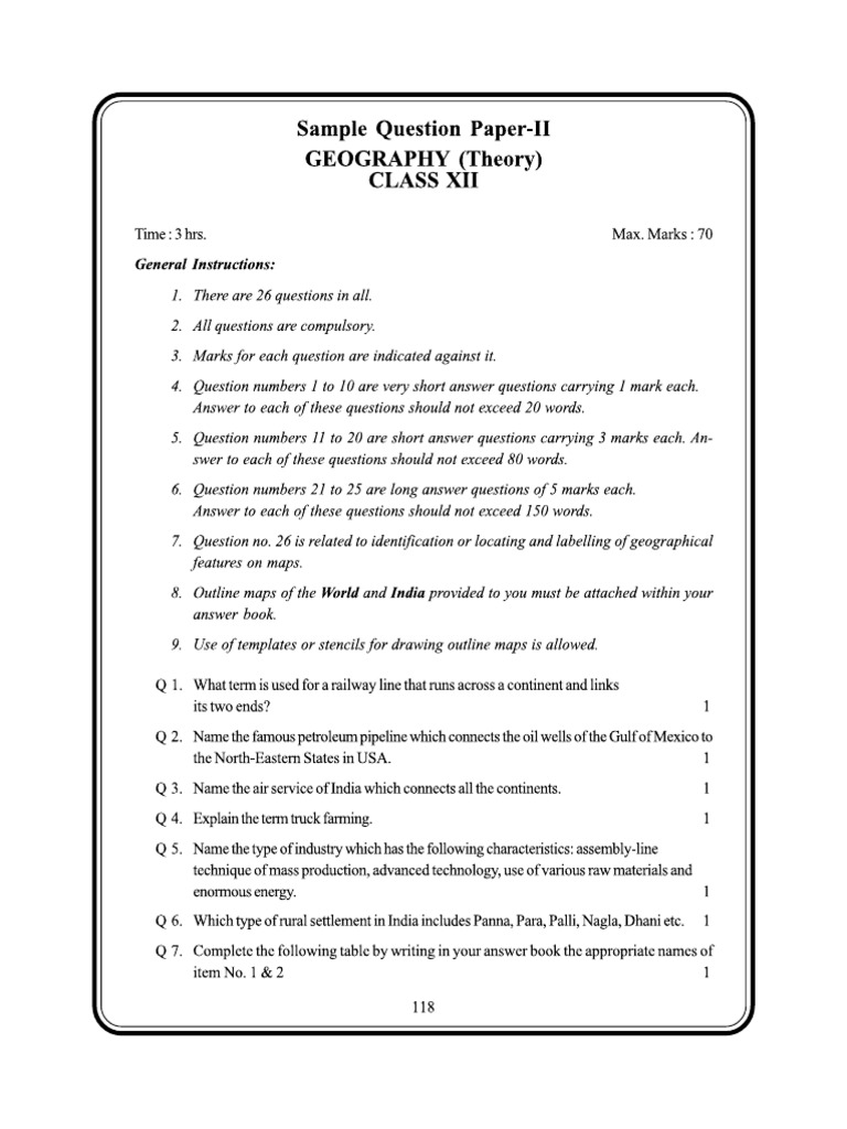 12 2009 Sample Paper Geography 02 PDF