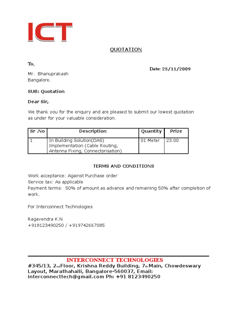 ICT Quotation for DAS Implementation | PDF | Technology & Engineering