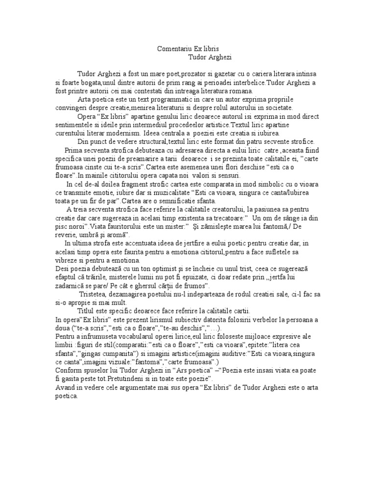 Comentariu Ex Libris