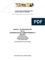 Manual de Organizacion de La Coordinacion de Coorrespondencia y Archivo