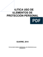 Politica Uso de Elementos de Protección Personal: GUARNE, 2010