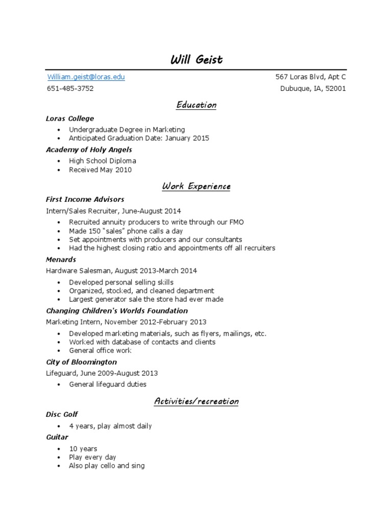 Marketing Graduate with Sales Experience | PDF