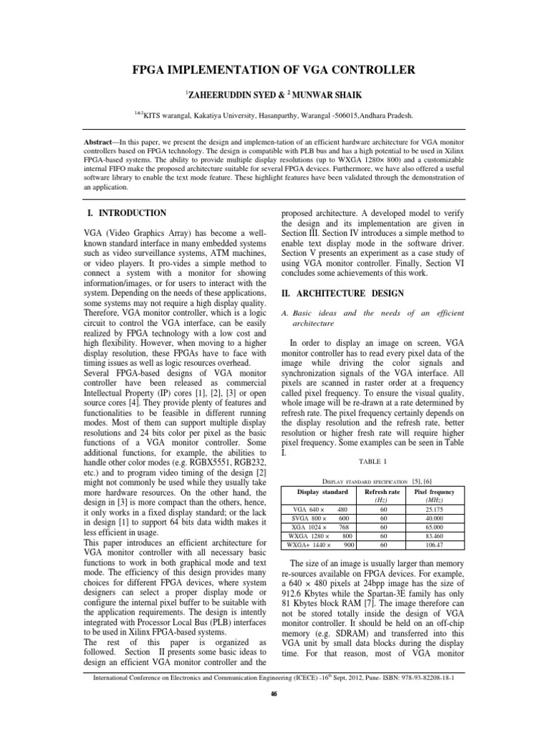 FPGA IMPLEMENTATION OF VGA CONTROLLERGaVgA | PDF | Field Programmable ...
