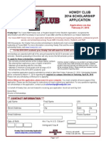 Howdy Club Scholarship Application 2014 - 2015