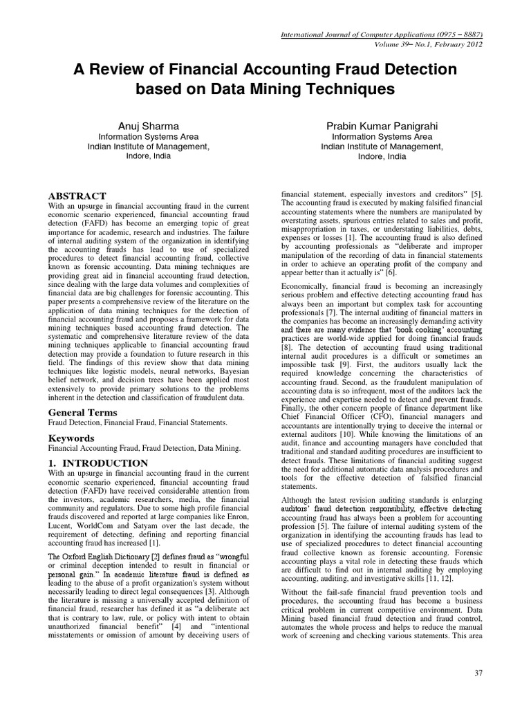 Data Mining for Financial Fraud Detection | PDF | Data Mining ...