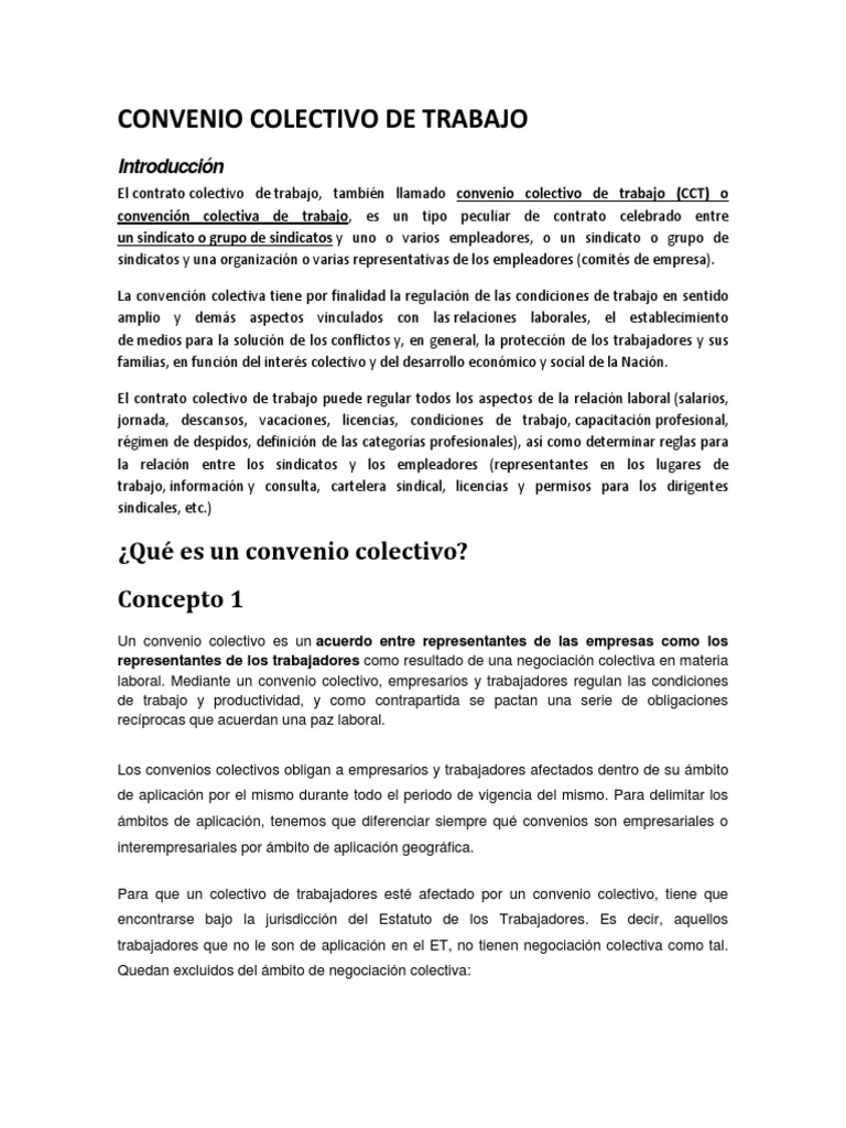 Convenio Colectivo de Trabajo.. Acuerdo colectivo