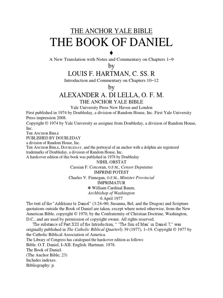 The Anchor Yale Bible Daniel PDF Book Of Daniel Daniel (Biblical
