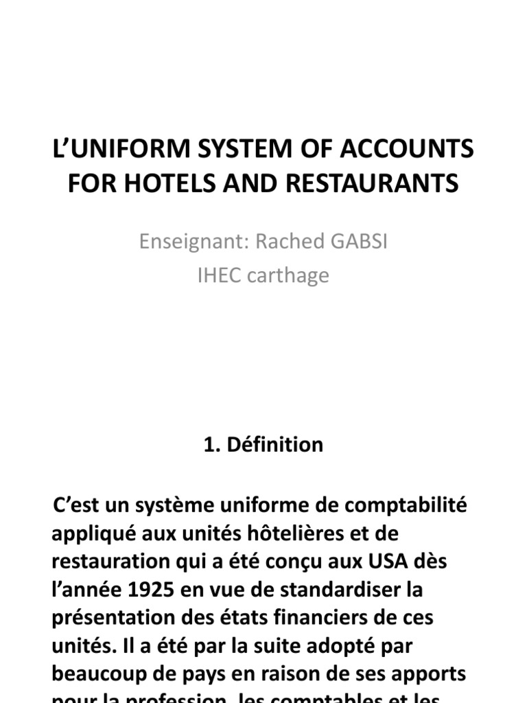L'uniform System of Accounts For Hotels and Restaurants PDF