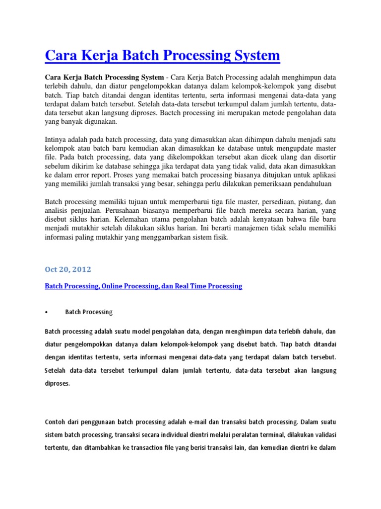 Memahami Sistem Batch Processing | PDF