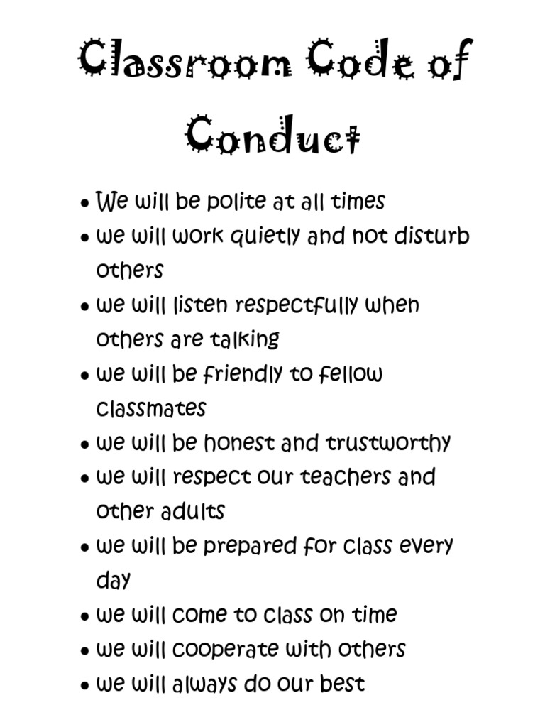 Classroom Code of Conduct PDF