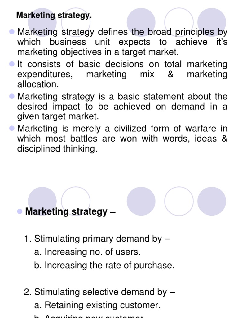 Marketing Strategy for Demand Stimulation | PDF | Marketing Strategy ...