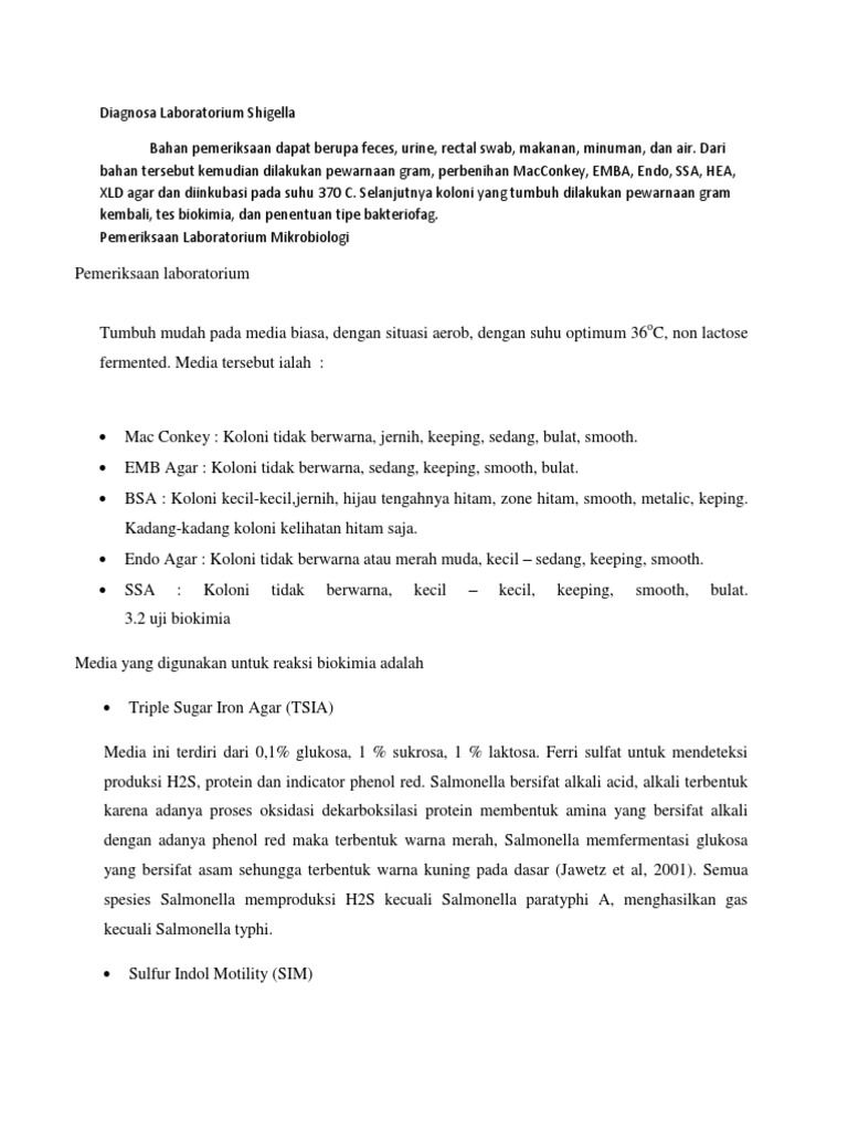 Diagnosa Laboratorium Shigella