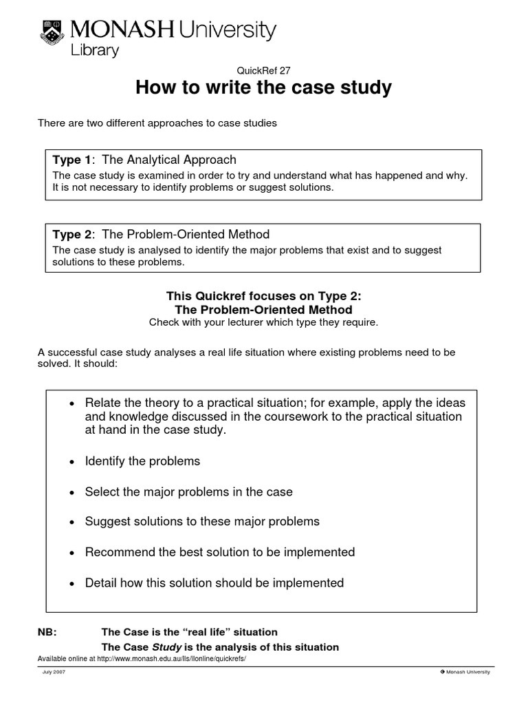 Monash University 2014 Case Study Case Study Analysis