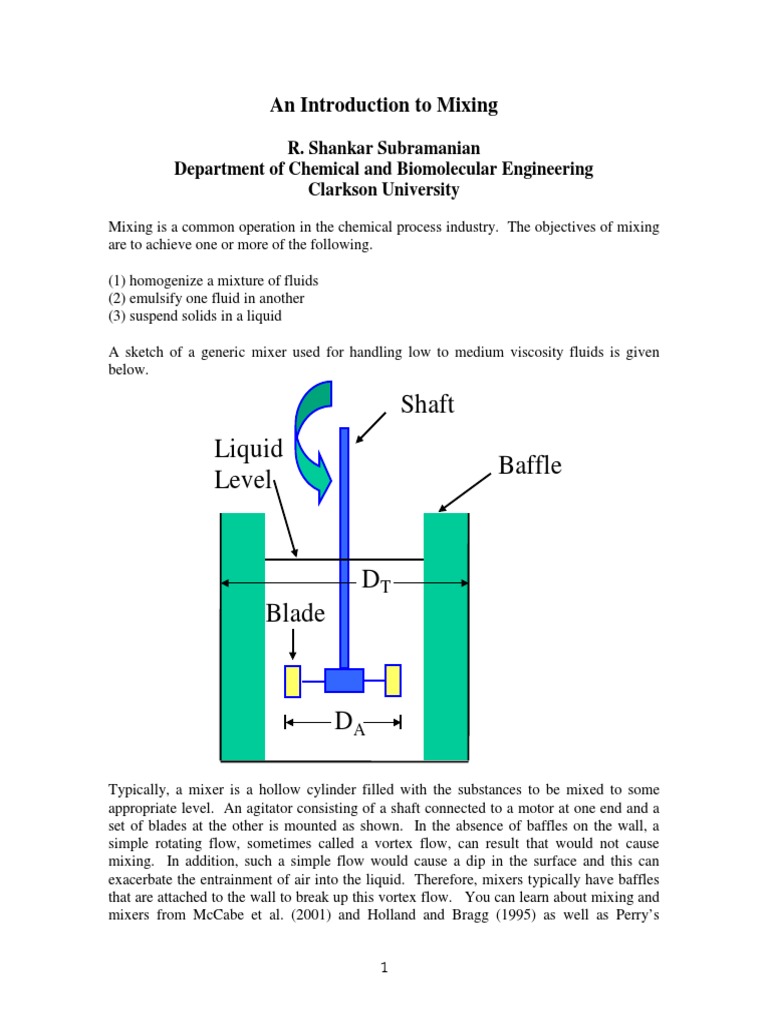 Froude Number in Mixing PDF | PDF | Turbulence | Soft Matter