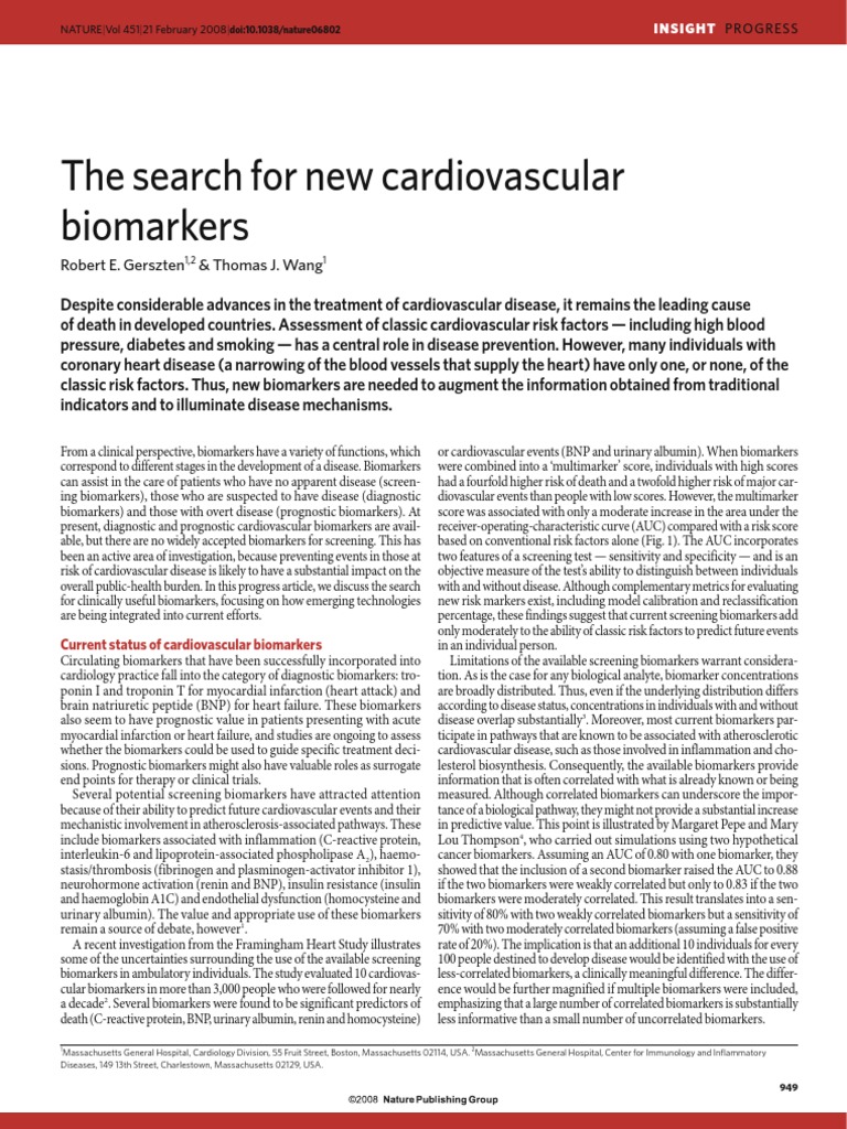 Emerging Cardiovascular Biomarkers Insights | PDF | Metabolomics ...