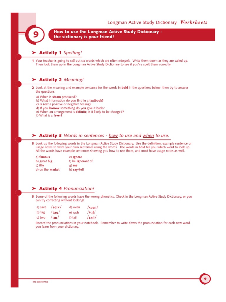 How to Use the Longman Active Study Dictionary Dictionary Semiotics