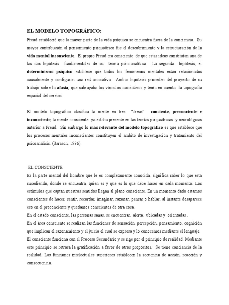 Modelo Topográfico | PDF | Mente inconsciente | Psicoanálisis