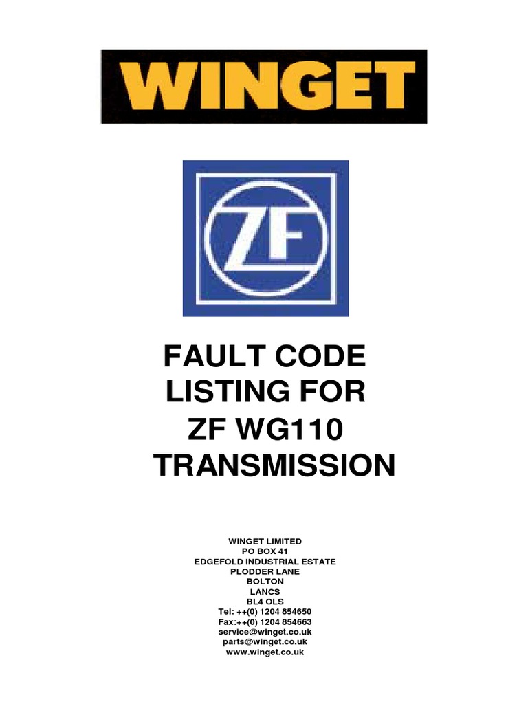 ZF Wg110 Transmission Fault Codes PDF Transmission (Mechanics) Electrical Connector