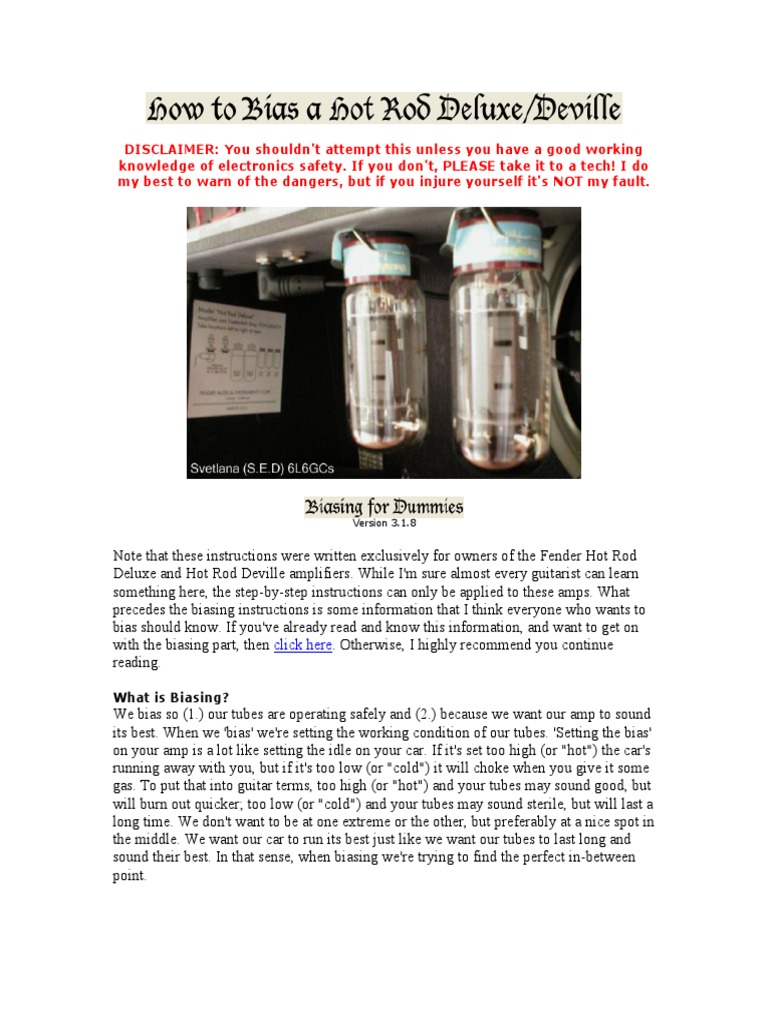 How To Bias & Biasing FAQ PDF Vacuum Tube Resistor