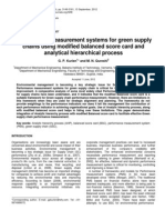 Performance Measurement Systems for Green Supply Chains