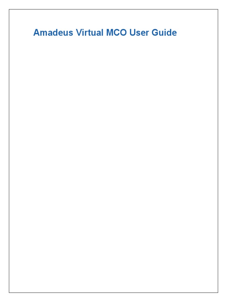 Amadeus Virtual MCO User Guide | PDF | Service Industries | Computing