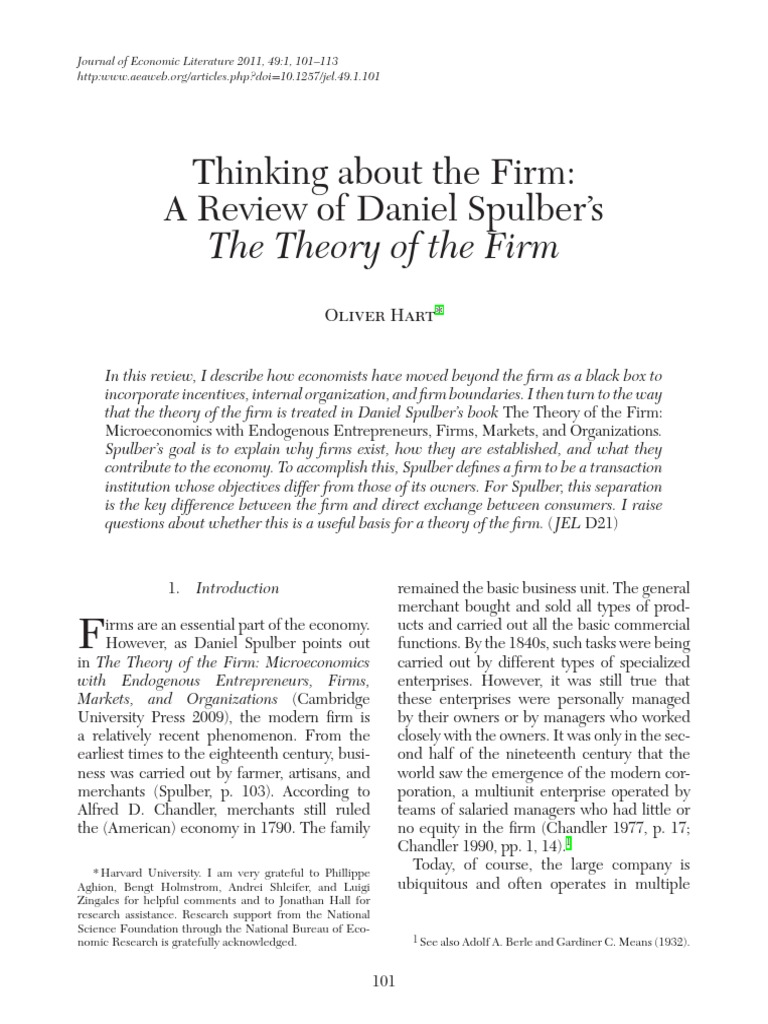 Thinking About The Firm: A Review of Daniel Spulber's | PDF | Capital ...
