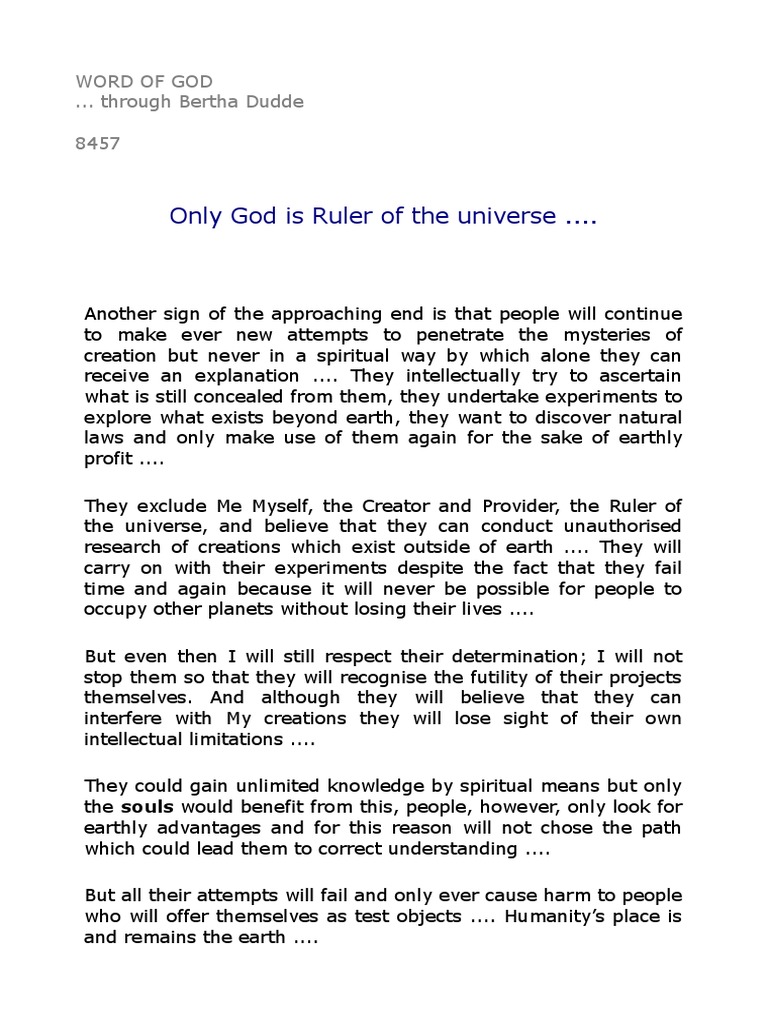 8457 Only God Is Ruler of The Universe .... | PDF | Paranormal ...