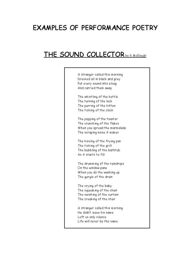 Examples of Performance Poetry | PDF