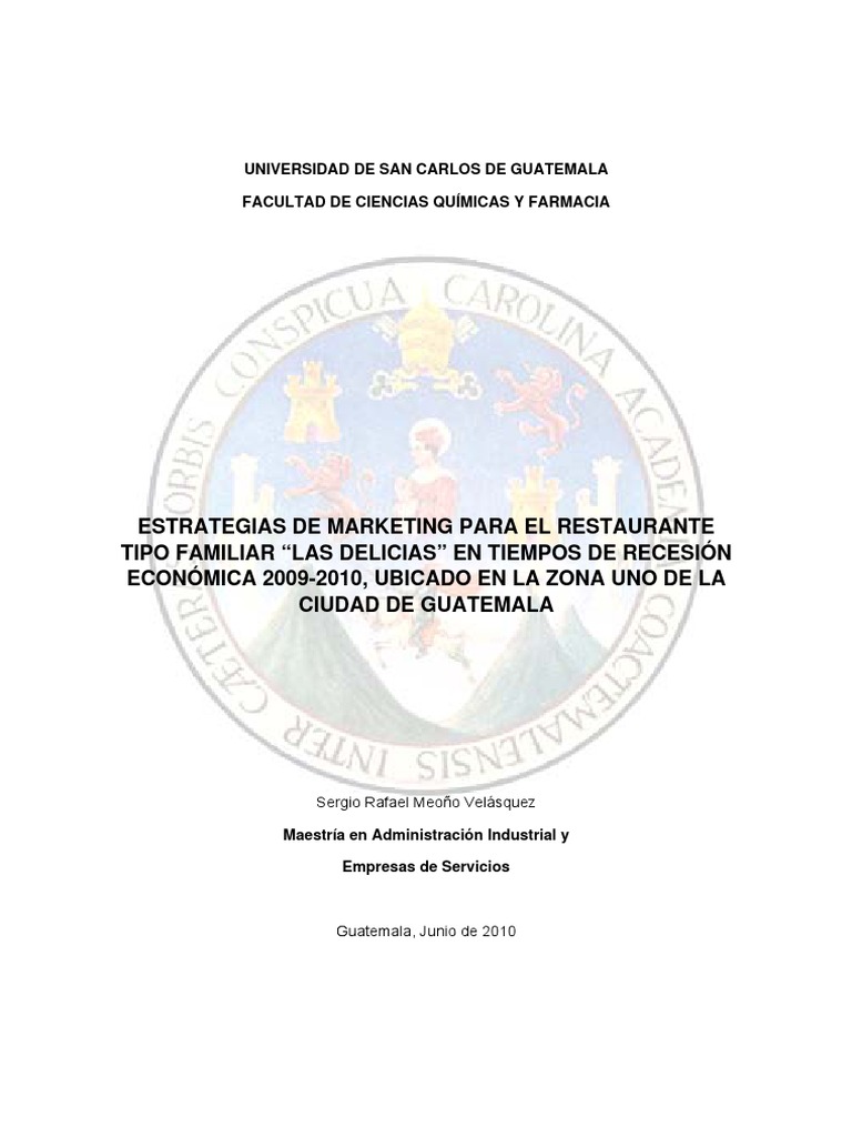 Estrategia de Marketing para Restaurant Las Delicias Guatemala PDF