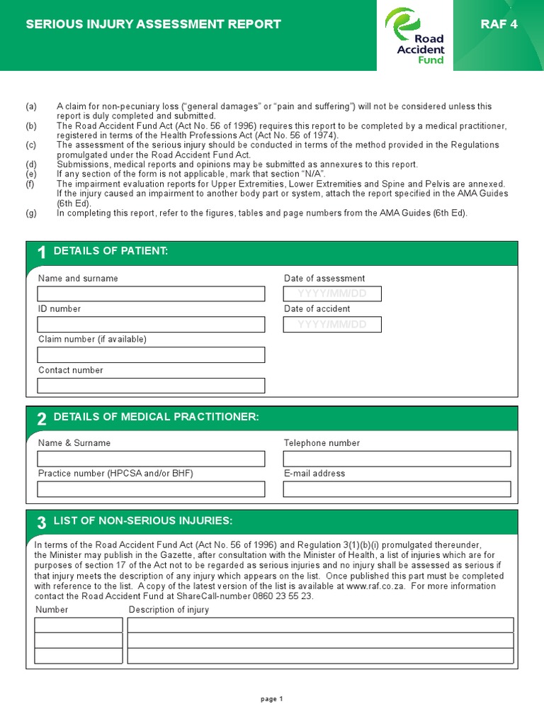 RAF 4 Claim Form | Medical Specialties | Diseases And Disorders