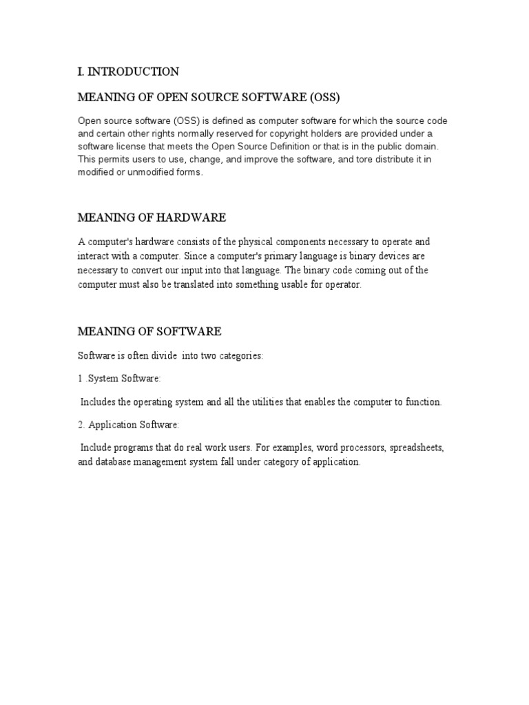 Meaning of Open Source Software (Oss) | PDF | Operating System | Television