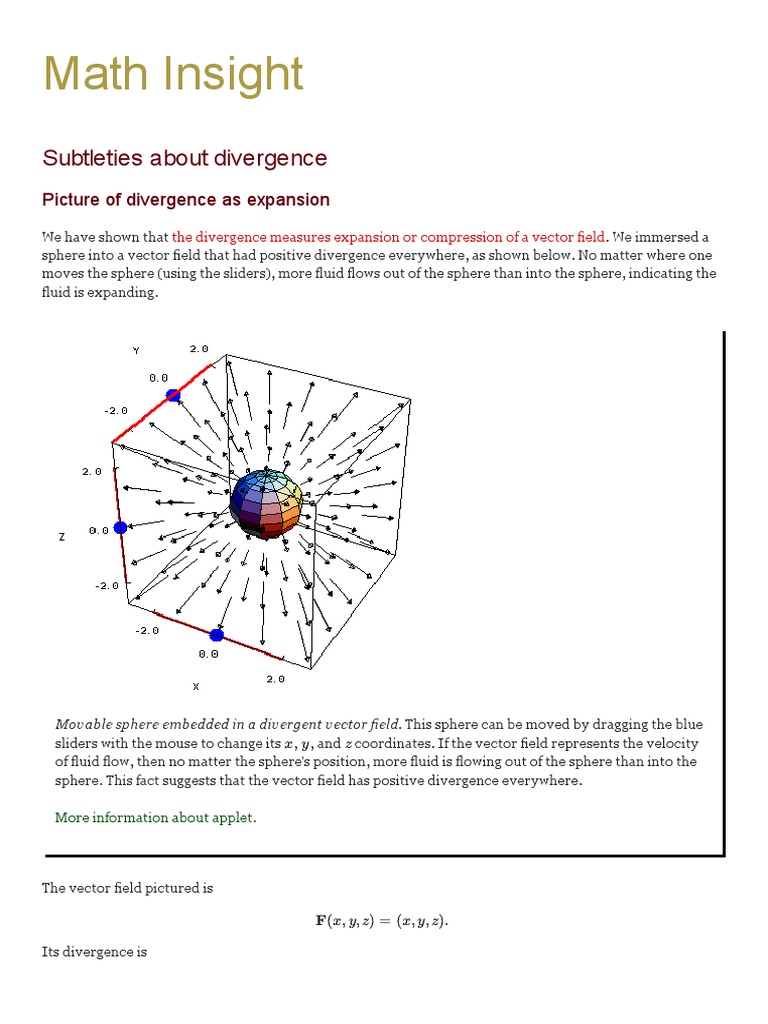 Understanding Divergence in Vector Fields | PDF | Divergence | Fluid ...