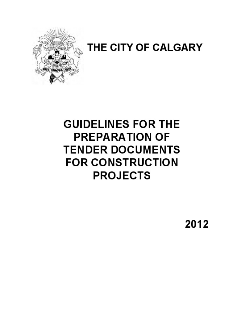 Guidelines For The Preparation Of Tender Documents For Construction
