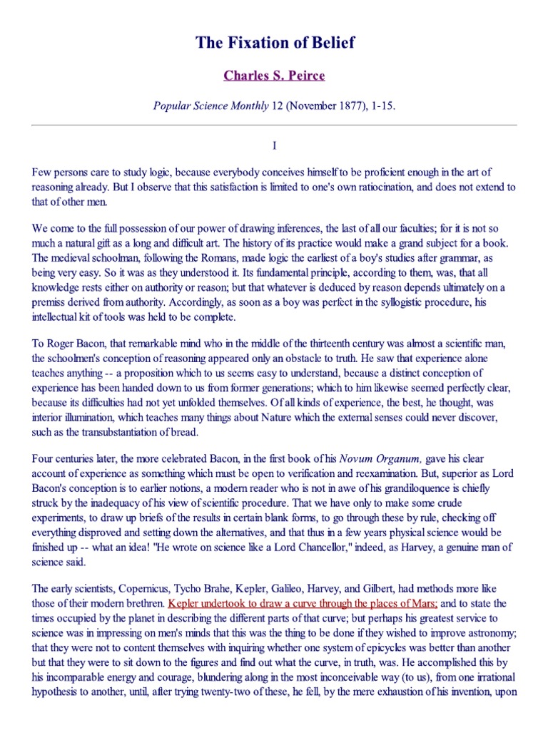 The Fixation of Belief PDF