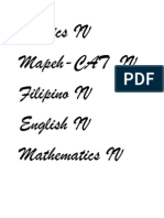 Physics IV Mapeh-CAT IV Filipino IV English IV Mathematics IV