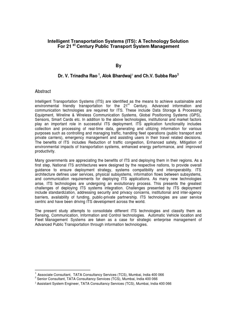 Intelligent Transportation Systems Overview | PDF | Geographic ...