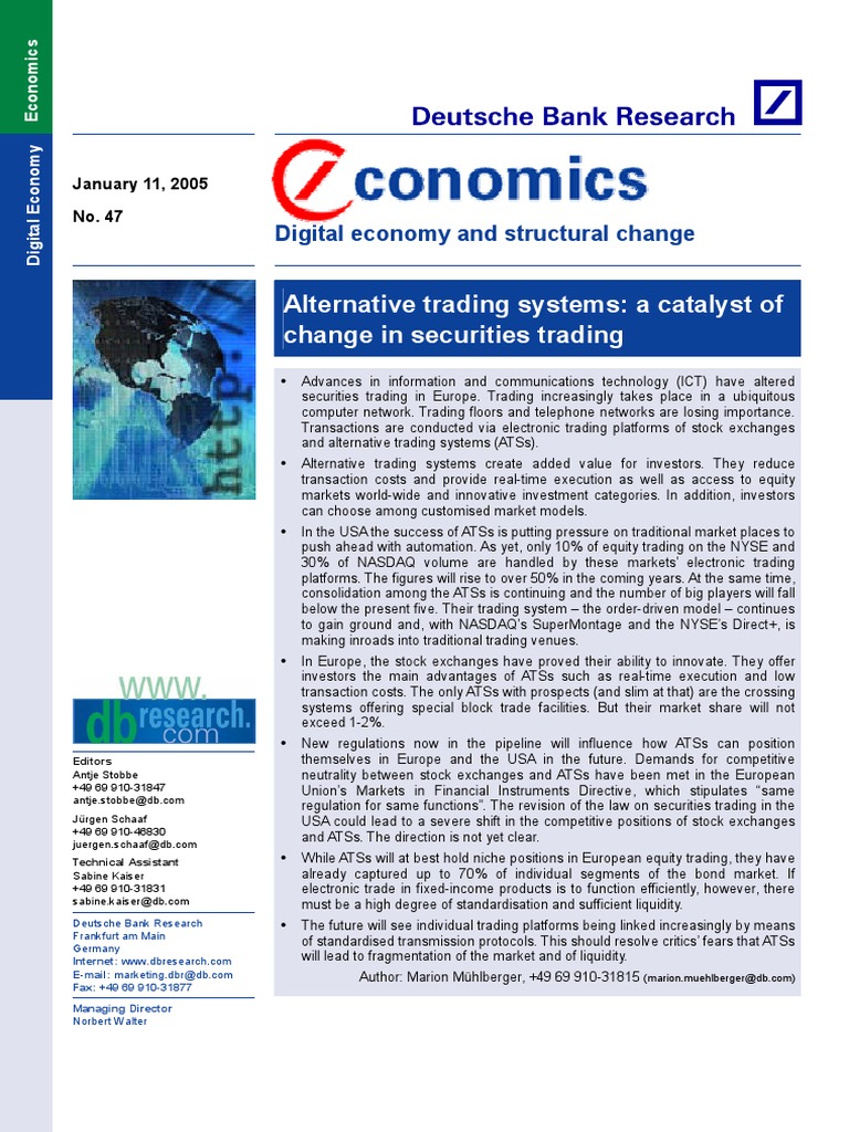 E-Conomics: Alternative Trading Systems: A Catalyst of Change in ...