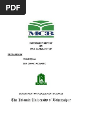 69944023 Internship Report On Mcb Bank 1 Transaction Account