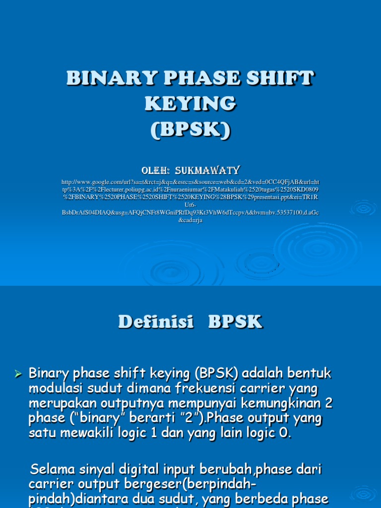 Binary Phase Shift Keying (BPSK) Presentasi | PDF