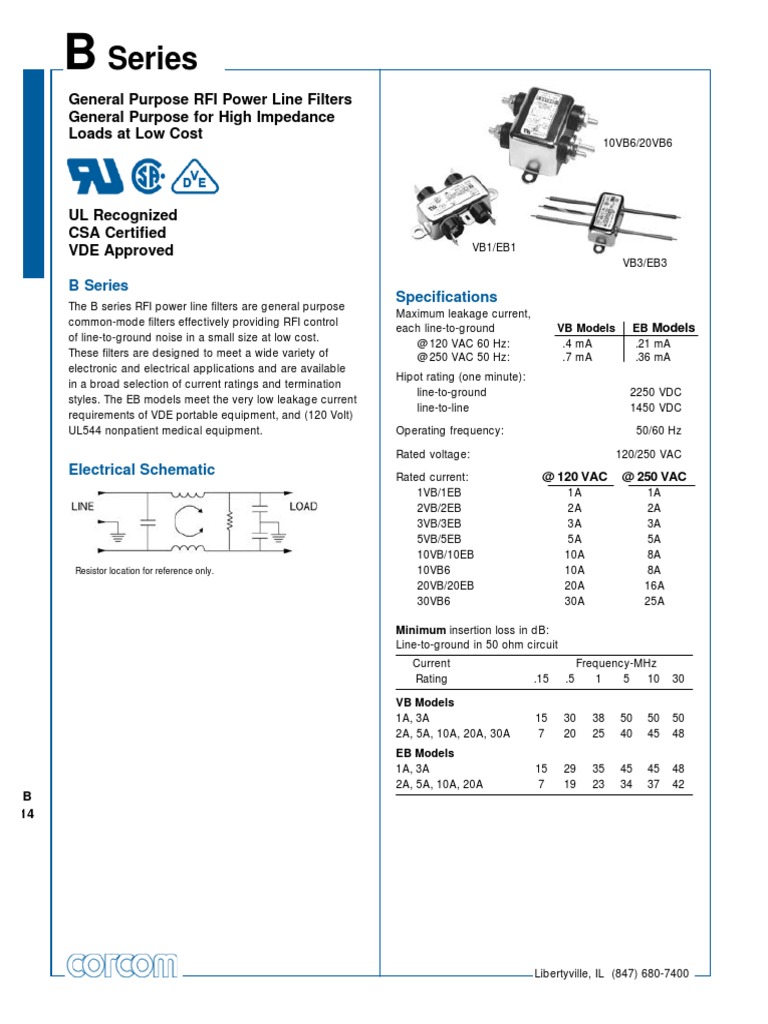 Datasheet Noise Filter Interference Electric Power