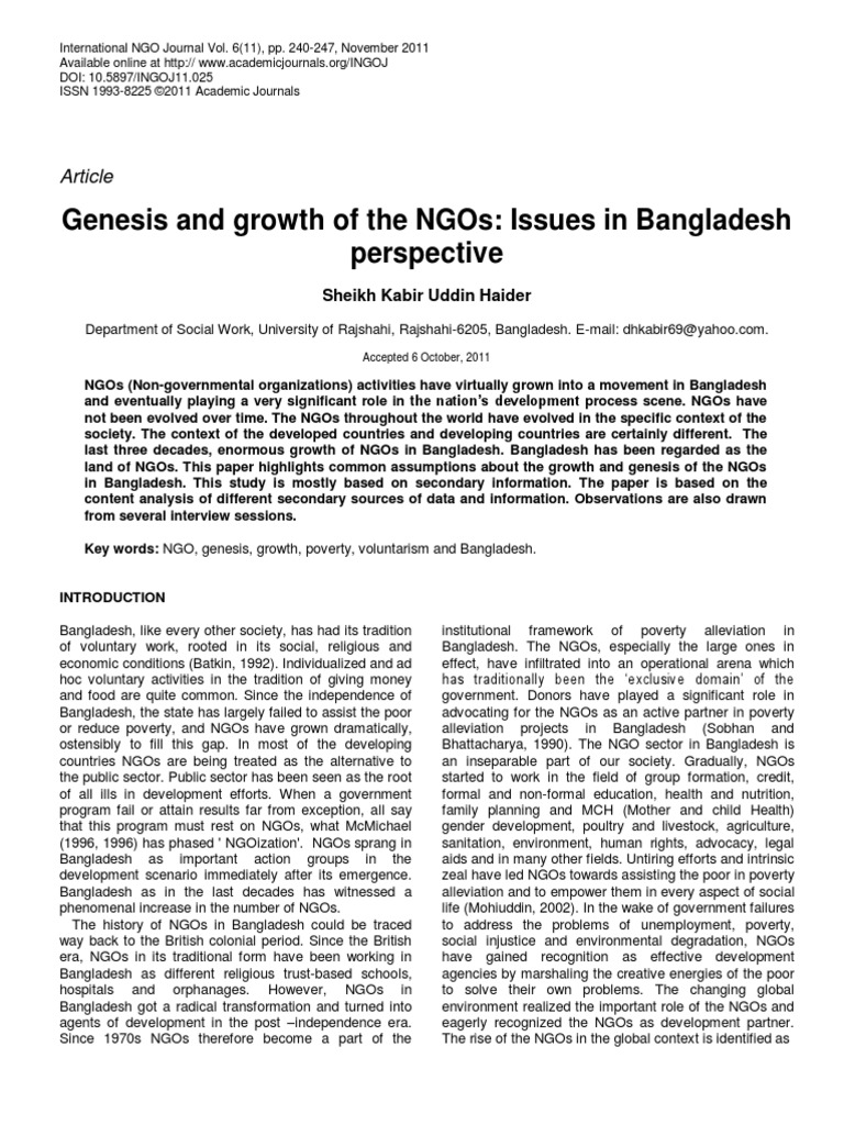 Genesis and Growth of NGOs PDF | PDF | Non Governmental Organization ...