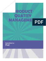 Product Quatity Management: Prof