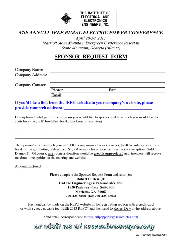 2013 IEEE Rural Electric Sponsorship Form | PDF